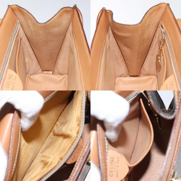 CELINE Macadam Canvas Hand Bag Pvc Leather Brown - Picture 12 of 13